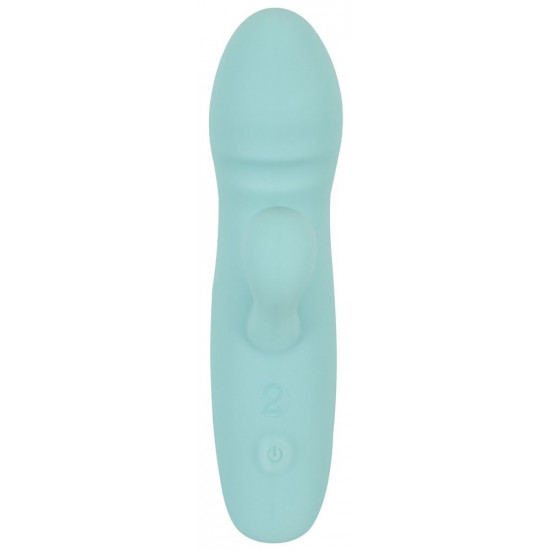 Бирюзовый мини-вибратор с клиторальным отростком Rabbit Vibrator - 15,5 см.