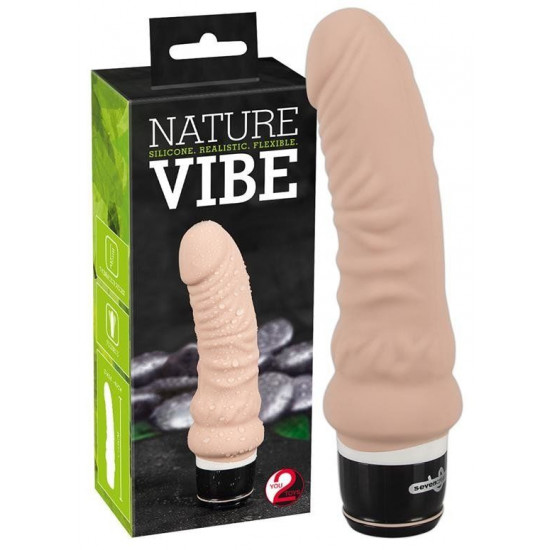 Телесный вибратор Nature Vibe - 17,8 см.
