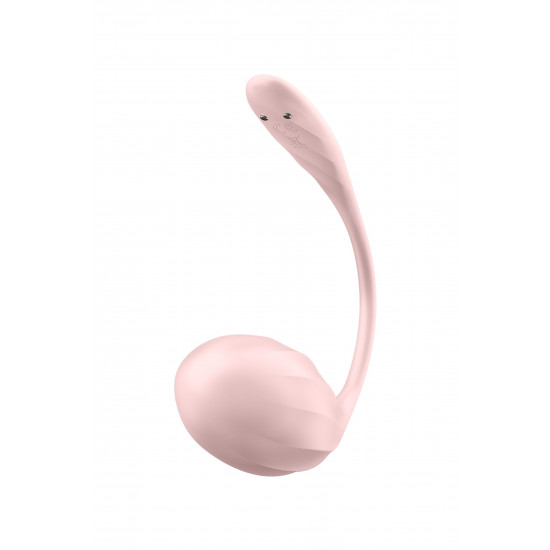 Розовое виброяйцо Ribbed Petal с пультом ДУ
