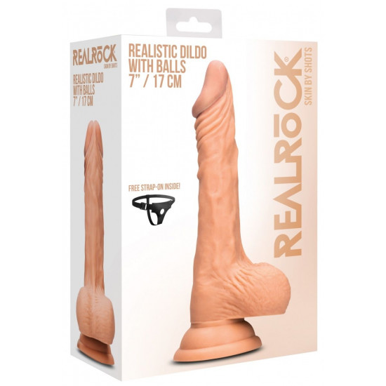 Телесный фаллоимитатор Realistic Dildo With Balls  - 17 см.