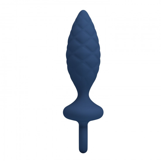 Синяя анальная пробка с кольцом Butt Plug with Loop M - 13,4 см.