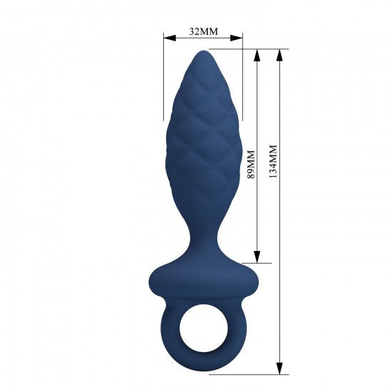 Синяя анальная пробка с кольцом Butt Plug with Loop M - 13,4 см.