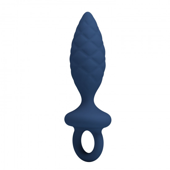 Синяя анальная пробка с кольцом Butt Plug with Loop M - 13,4 см.