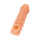 Телесная закрытая насадка с пучками шишечек Cock Sleeve 009 Size S - 13,8 см.
