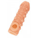 Телесная закрытая насадка с пучками шишечек Cock Sleeve 009 Size S - 13,8 см.
