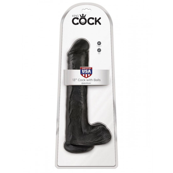 Чёрный фаллоимитатор на присоске 13  Cock with Balls - 35,6 см.