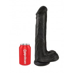 Чёрный фаллоимитатор на присоске 13  Cock with Balls - 35,6 см.