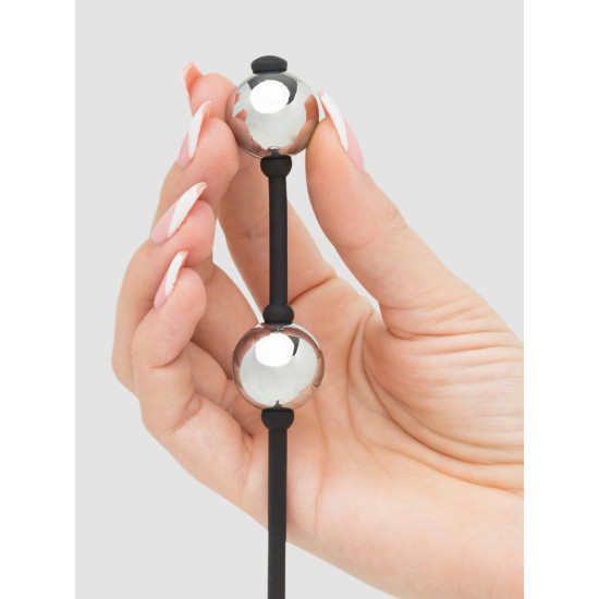 Серебристые шарики Inner Goddess Mini Silver Pleasure Balls 85g на черном силиконовом шнурке Серебристые шарики Inner Goddess Mini Silver Pleasure Balls 85g на черном силиконовом шнурке