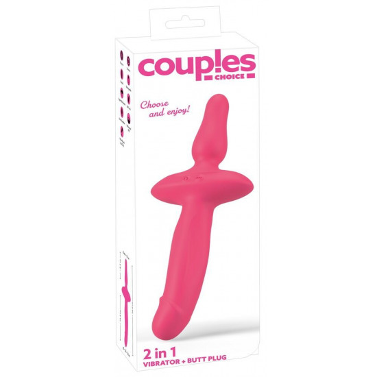 Розовый двусторонний вибратор 2in1 Vibrator   Butt Plug
