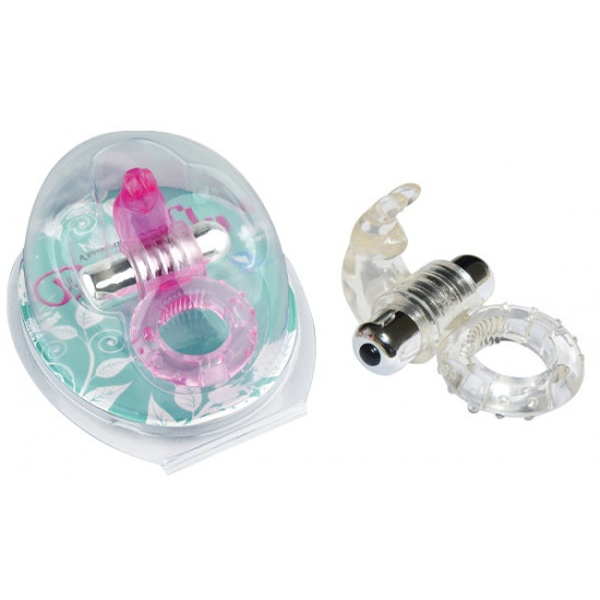 Прозрачное эрекционное виброкольцо с зайчиком 7 Speed Rabbit Cock Ring