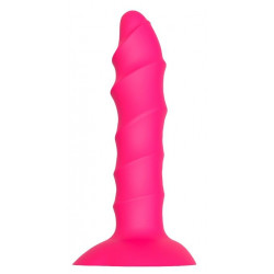 Розовый ребристый анальный фаллоимитатор Twisted Plug With Suction Cup - 17 см. 