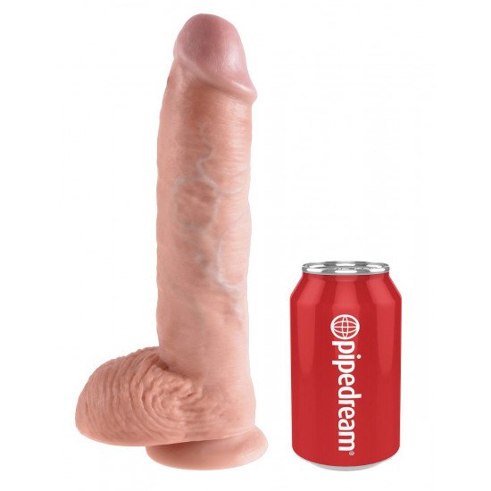 Большой фаллоимитатор с мошонкой 10  Cock with Balls на присоске - 25,4 см.
