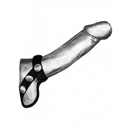 Черный бандаж на пенис и мошонку на кнопках Черный бандаж на пенис и мошонку на кнопках