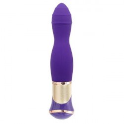 Фиолетовый вибратор с ротацией ECSTASY Deluxe Rippled Vibe - 20 см.