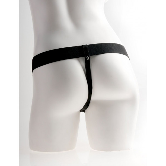 Телесный перезаряжаемый вибрострапон 7  Hollow Rechargeable Strap-on with Balls - 20,3 см.