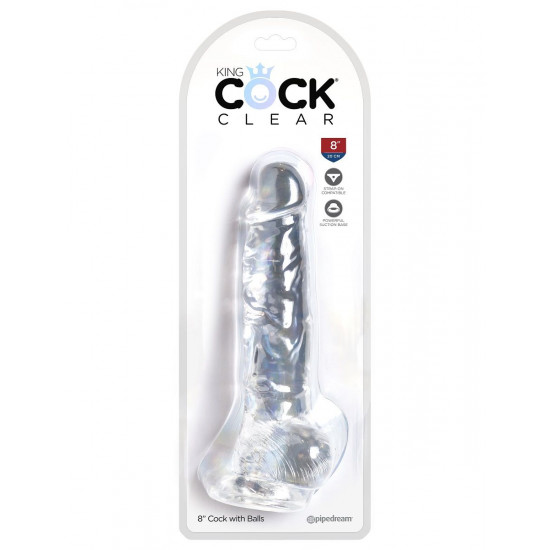 Прозрачный фаллоимитатор 8  Cock with Balls - 22,2 см.