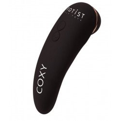 Чёрный бесконтактный стимулятор клитора Coxy с вибрацией