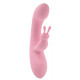 Нежно-розовый вибратор со стимулятором клитора Jumping Rabbit Vibrator - 19,5 см.