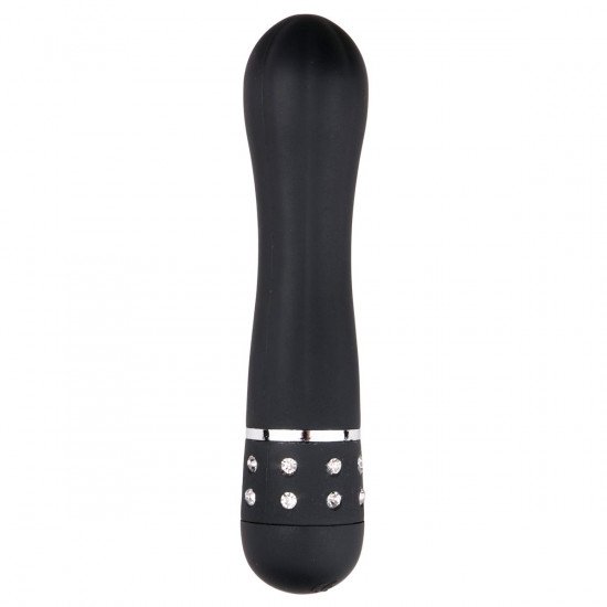Черный мини-вибратор Diamond Vibrator со стразами - 11,4 см.