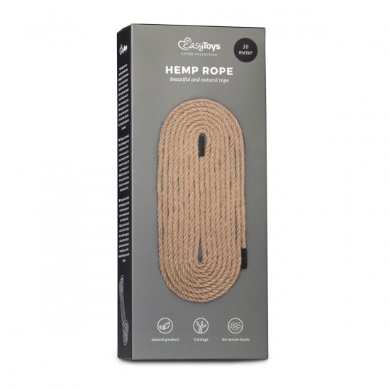 Коричневая веревка для бондажа Hemp Rope - 10 м.