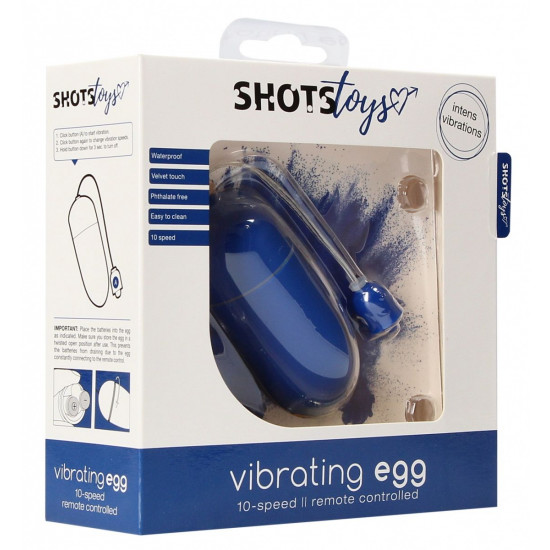 Синее гладкое виброяйцо Vibrating Egg - 8 см.