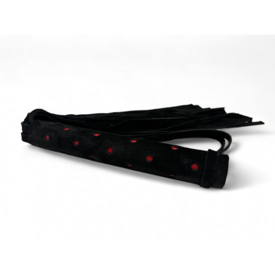 Черная замшевая плеть с красными точками на рукояти Red dot Princess - 43 см.