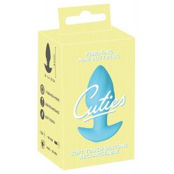 Голубая анальная пробка с вибрацией Cuties Vibrating Mini Butt Plug - 8 см.
