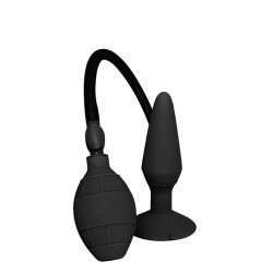 Чёрная анальная втулка с функцией расширения Large Inflatable Plug - 14,5 см.
