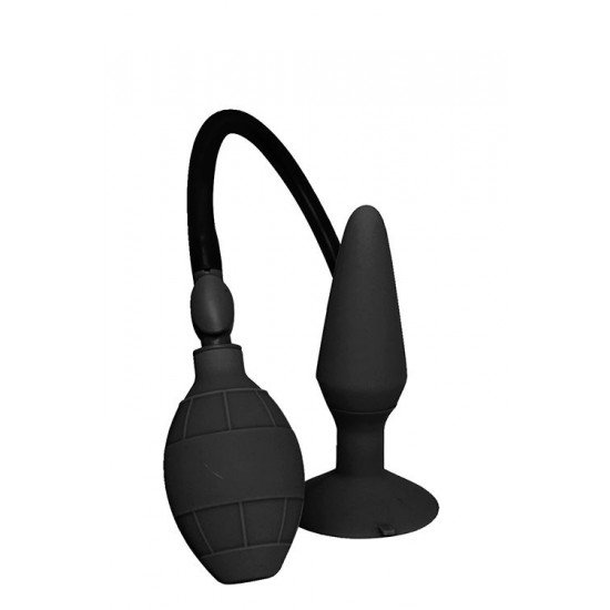 Чёрная анальная втулка с функцией расширения Large Inflatable Plug - 14,5 см.