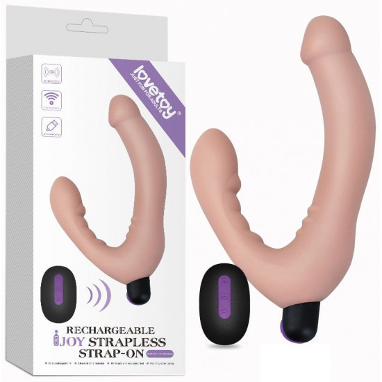 Безремневой страпон с вибрацией и пультом ДУ Rechargeable IJOY Strapless Strap on - 22 см.